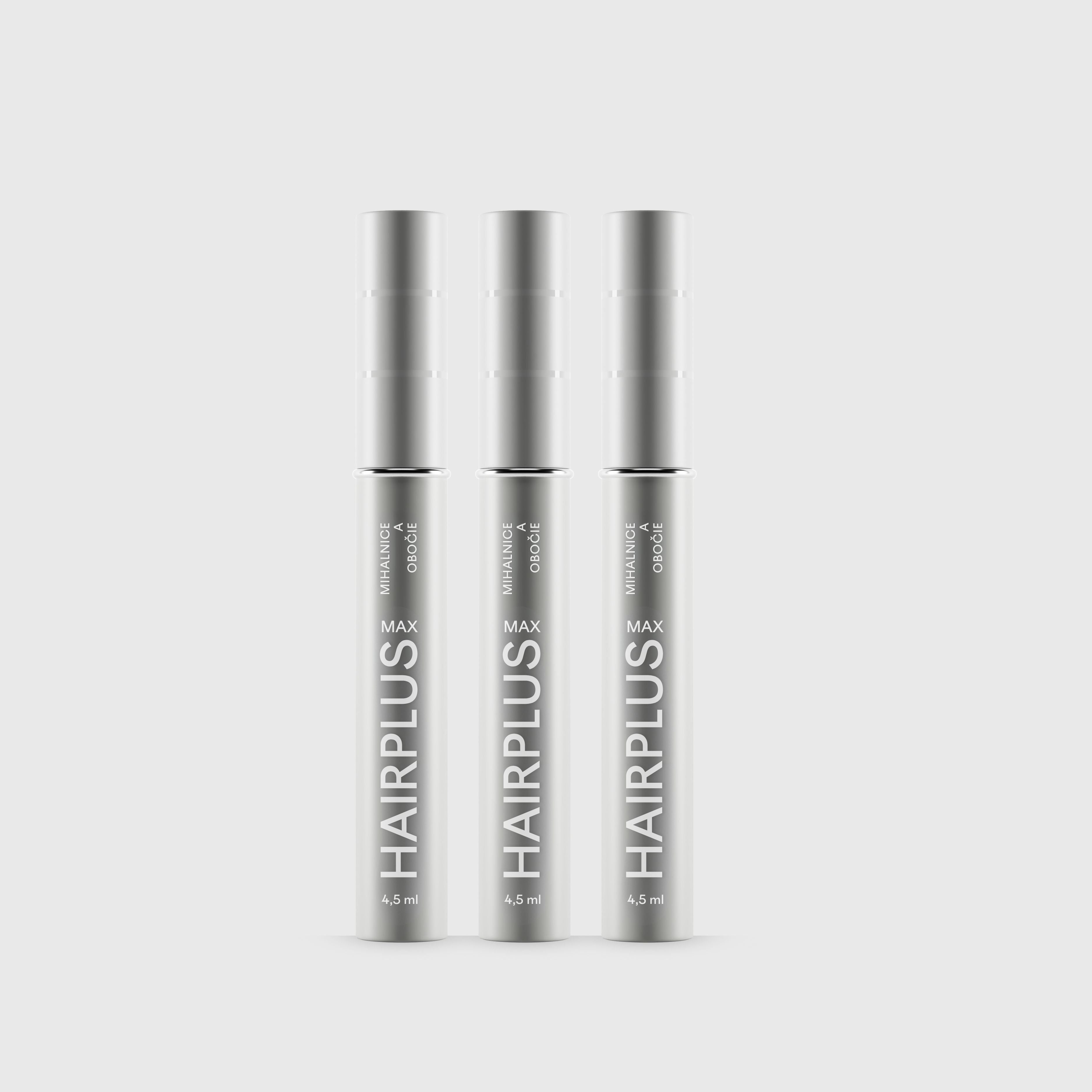 SET 3x HAIRPLUS MAX – sérum na rast mihalníc a obočia